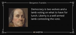 democracy two wolves franklin quote