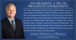Andy 2016 presidential candidate establishing truth in government