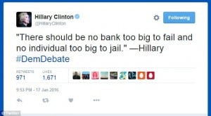 hillary tweet too big to jail