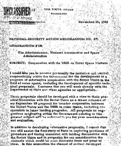 jfk murdered nasa memo ufo outer space cooperation ussr